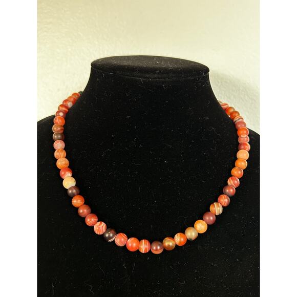 Handmade Orange Agate Necklace, 21.5 inches, Adjustable, With a Silver Extender - Picture 1 of 6